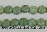 CNS280 15.5 inches 10mm flat round natural serpentine jasper beads