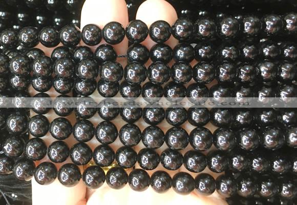 COBS19 15 inches 7mm round black coral beads wholesale