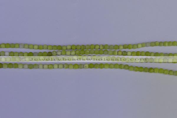 COJ400 15.5 inches 4mm round matte olive jade beads wholesale