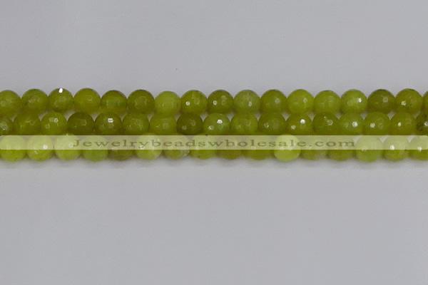 COJ411 15.5 inches 10mm faceted round olive jade beads