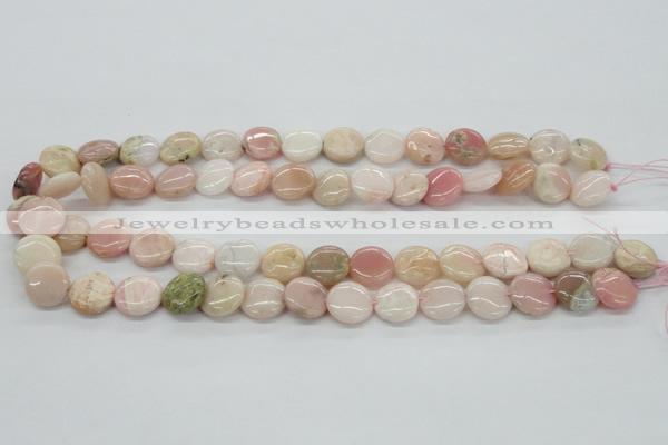 COP09 15.5 inches 14mm flat round natural pink opal beads wholesale