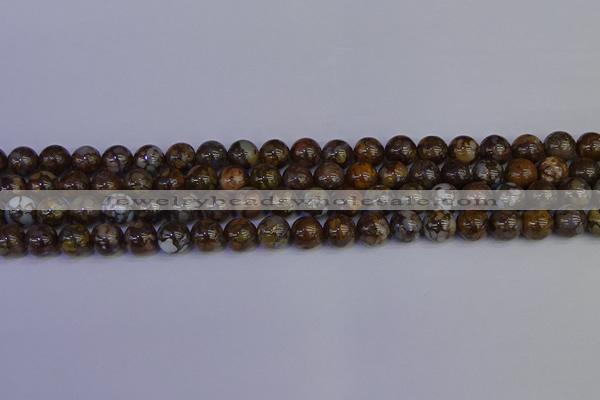 COP1372 15.5 inches 8mm round fire lace opal beads wholesale