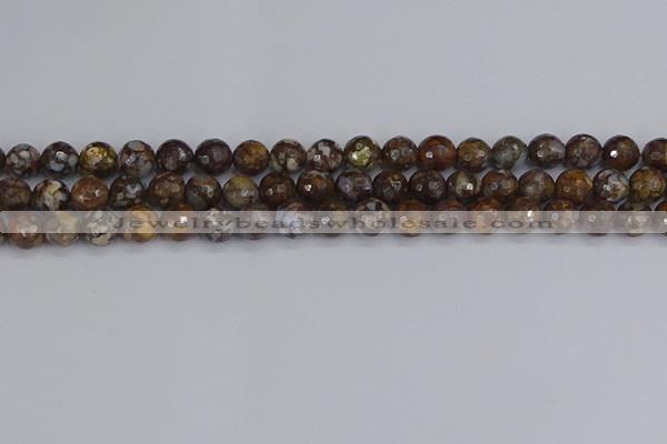 COP1388 15.5 inches 8mm faceted round fire lace opal beads