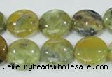 COP558 15.5 inches 18mm flat round natural yellow & green opal beads