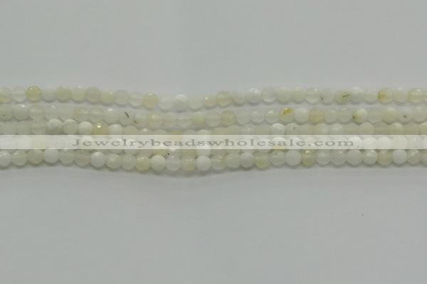 COP930 15.5 inches 4mm faceted round white opal gemstone beads