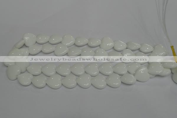 CPB105 15.5 inches 18*18mm heart white porcelain beads wholesale