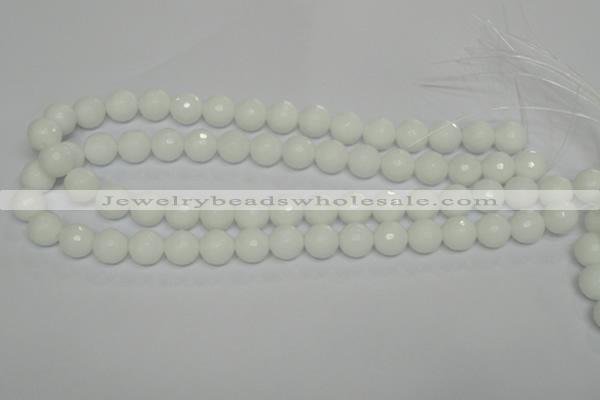 CPB35 15.5 inches 12mm faceted round white porcelain beads wholesale