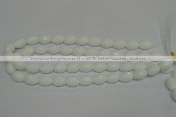 CPB47 15.5 inches 12*16mm faceted rice white porcelain beads