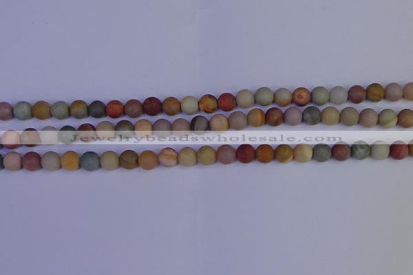 CPJ511 15.5 inches 6mm round matte polychrome jasper beads wholeasle