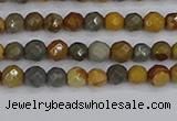 CPJ540 15.5 inches 4mm faceted round wildhorse picture jasper beads