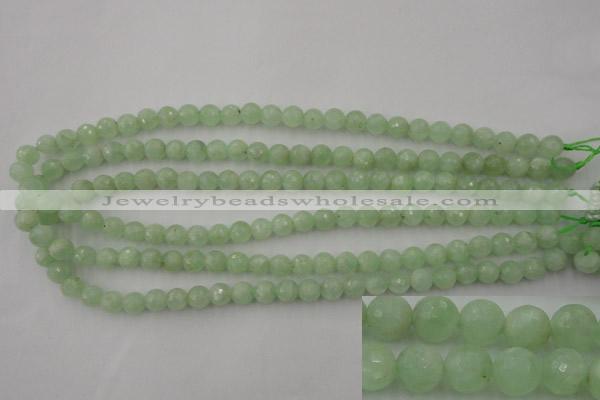 CPR112 15.5 inches 8mm faceted round natural prehnite beads wholesale