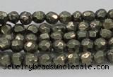 CPY04 16 inches 6mm faceted round pyrite gemstone beads wholesale