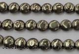 CPY220 15.5 inches 8mm flat round pyrite gemstone beads wholesale