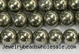 CPY260 15.5 inches 4mm round pyrite gemstone beads wholesale