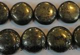 CPY304 15.5 inches 18mm flat round pyrite gemstone beads wholesale