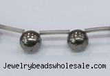 CPY665 Top drilled 10mm round pyrite gemstone beads wholesale