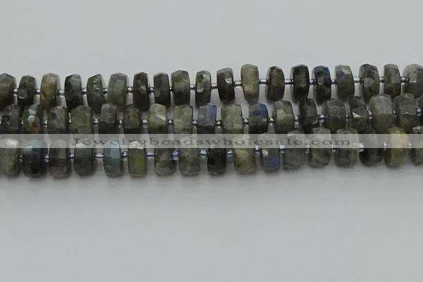 CRB1303 15.5 inches 7*14mm faceted rondelle labradorite beads