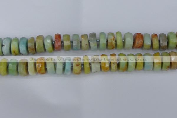 CRB1364 15.5 inches 8*16mm faceted rondelle Chinese amazonite beads