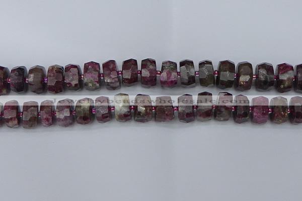 CRB1404 15.5 inches 8*16mm faceted rondelle tourmaline beads