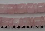 CRB149 15.5 inches 6*12mm & 10*12mm rondelle rose quartz beads
