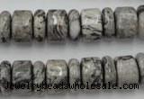 CRB163 15.5 inches 5*14mm & 10*14mm rondelle grey picture jasper beads