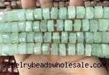 CRB2166 15.5 inches 11mm - 12mm faceted tyre light prehnite beads
