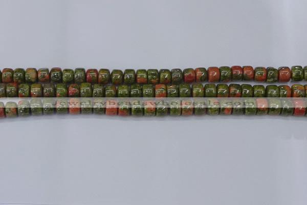 CRB2507 15.5 inches 6*8mm rondelle unakite gemstone beads