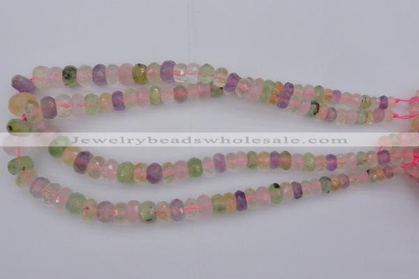 CRB306 5*8mm - 10*14mm faceted rondelle multicolor quartz beads