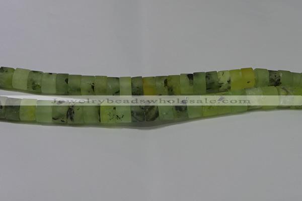 CRB320 15.5 inches 8*12mm tyre matte green rutilated quartz beads
