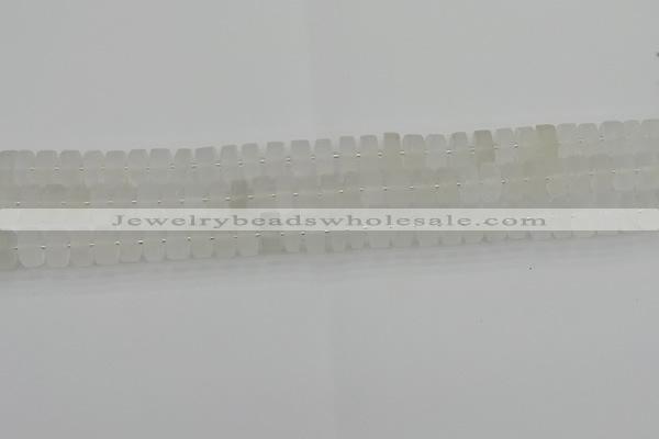 CRB499 15.5 inches 5*8mm tyre matte white crystal beads wholesale