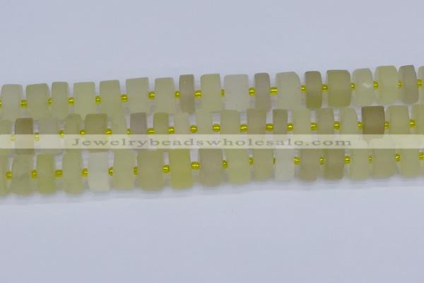 CRB521 15.5 inches 7*14mm tyre matte lemon quartz beads
