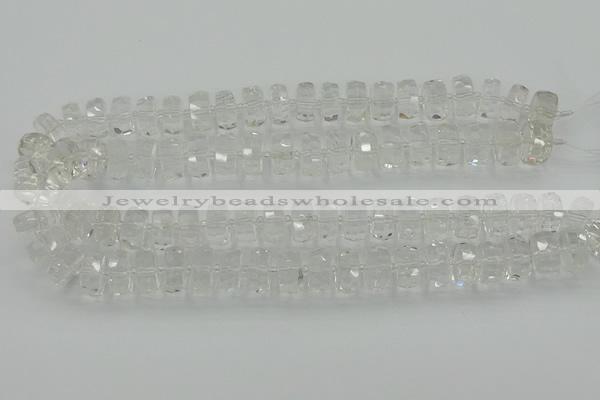 CRB551 15.5 inches 8*14mm faceted rondelle white crystal beads