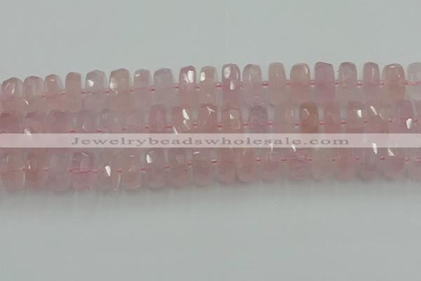 CRB560 15.5 inches 8*16mm faceted rondelle rose quartz beads