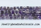 CRB5603 15.5 inches 7mm - 8mm faceted tyre amethyst beads