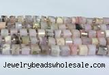 CRB5607 15.5 inches 7mm - 8mm faceted tyre pink opal beads