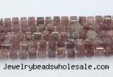 CRB5610 15.5 inches 7mm - 8mm faceted tyre strawberry quartz beads