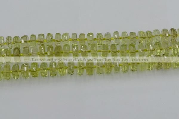 CRB573 15.5 inches 6*10mm faceted rondelle lemon quartz beads