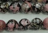 CRD17 15.5 inches 16mm faceted round rhodonite gemstone beads
