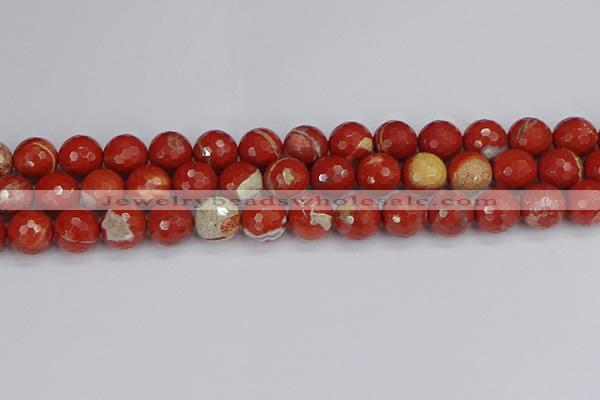 CRE334 15.5 inches 12mm faceted round red jasper beads