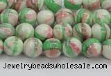 CRF381 15.5 inches 6mm round dyed rain flower stone beads wholesale