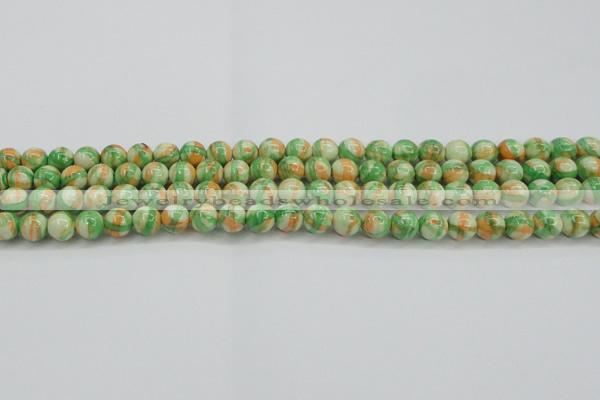 CRF417 15.5 inches 6mm round dyed rain flower stone beads wholesale