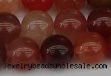 CRH604 15.5 inches 12mm round red rabbit hair quartz beads