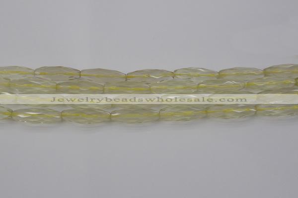 CRI03 15.5 inches 10*30mm faceted rice lemon quartz beads wholesale