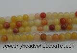 CRJ410 15.5 inches 4mm round red & yellow jade beads wholesale