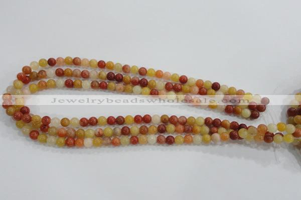 CRJ412 15.5 inches 6mm round red & yellow jade beads wholesale