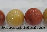 CRJ419 15.5 inches 20mm round red & yellow jade beads wholesale