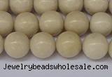 CRJ602 15.5 inches 8mm round white fossil jasper beads wholesale