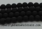 CRO1130 15.5 inches 4mm round matte black agate gemstone beads