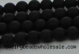 CRO1131 15.5 inches 6mm round matte black agate gemstone beads