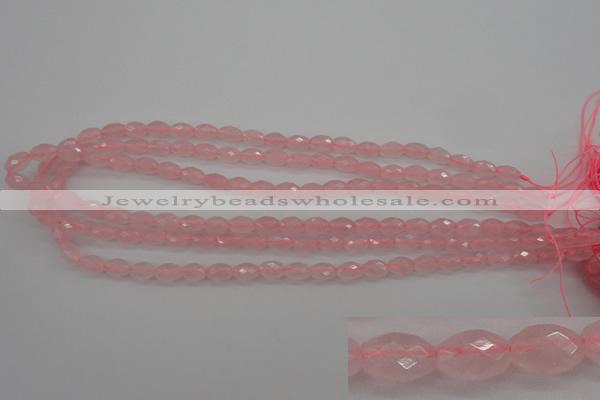 CRQ350 15.5 inches 6*9mm faceted rice rose quartz beads